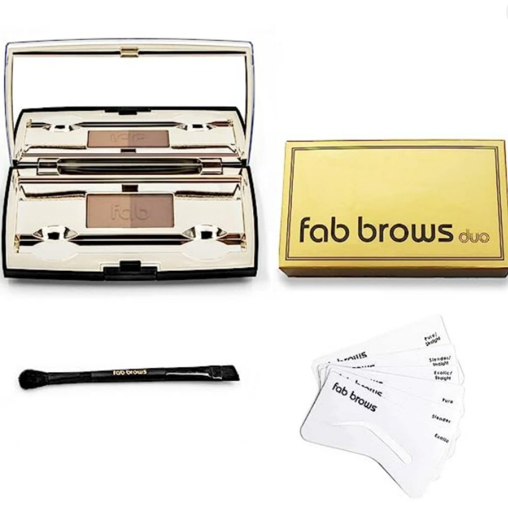 Fab Brows Duo Eyebrow Kit, Brow Stencil Kit with Compact Powder Mirror - NWT!
